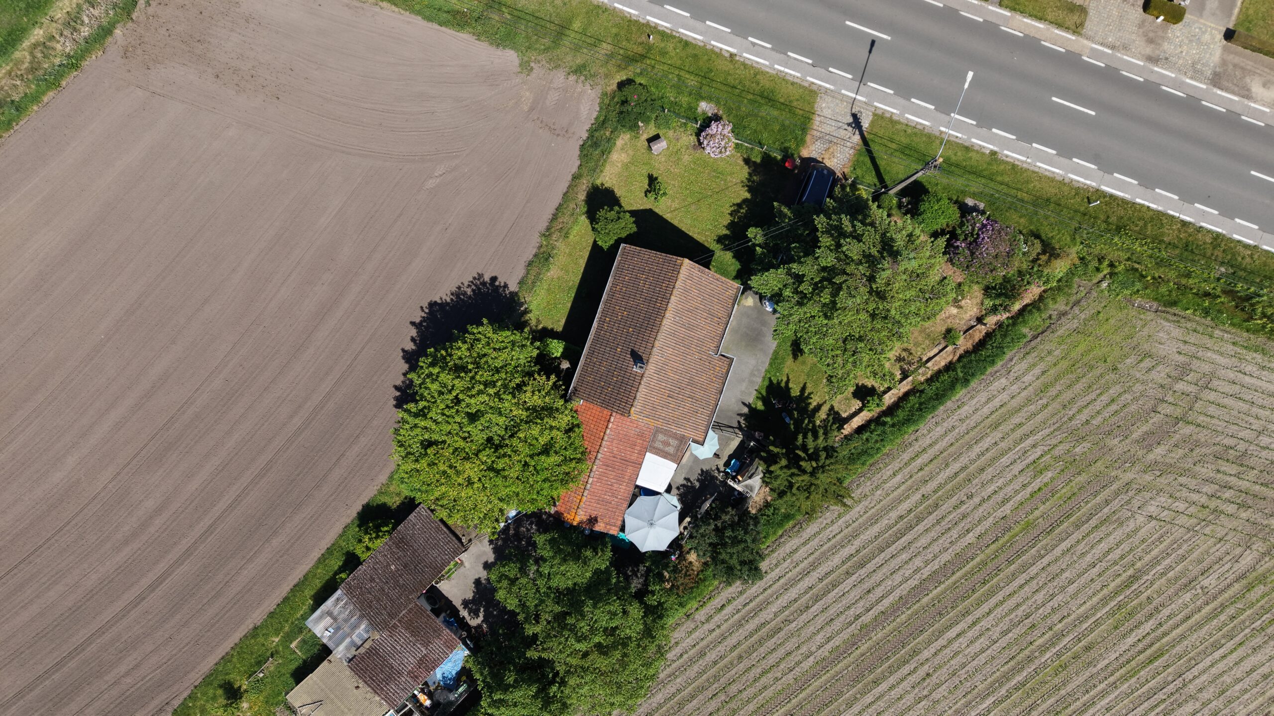 Luchtfoto van een woning met dak tijdens een RoofWise-dakinspectie